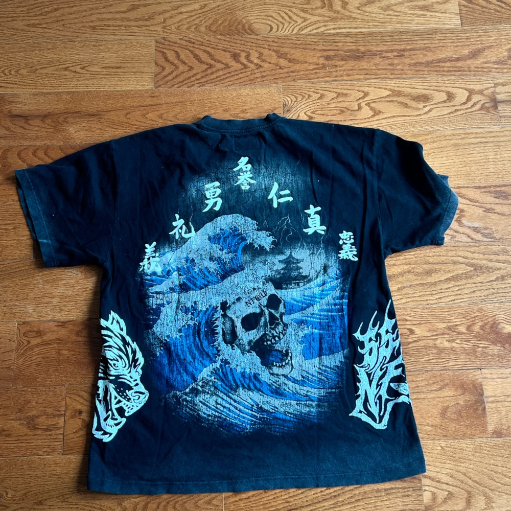 darc sport skull black acid wash t shirt size large